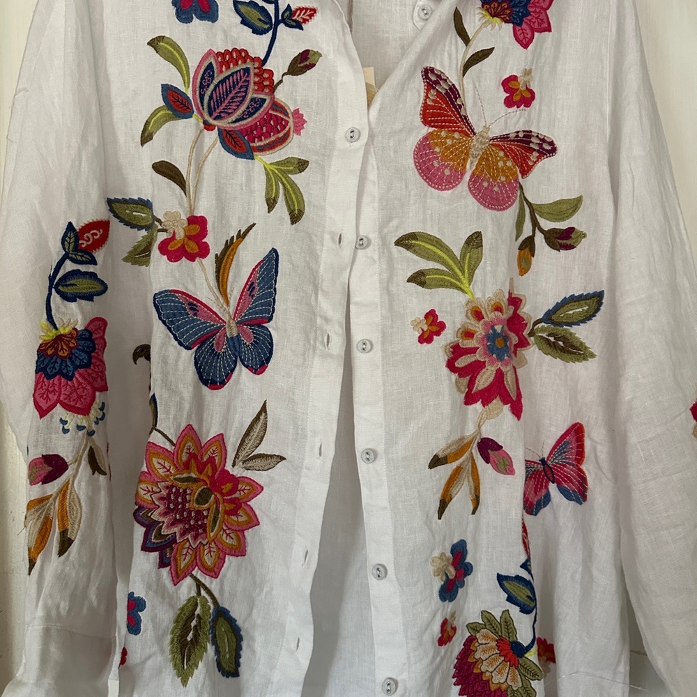 Johnny Was Gracey Linen Shirt - Picture 2 of 8